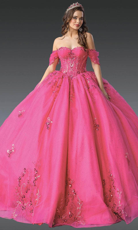 Dancing Queen 1987 - Off Shoulder Glitter Quince Dress