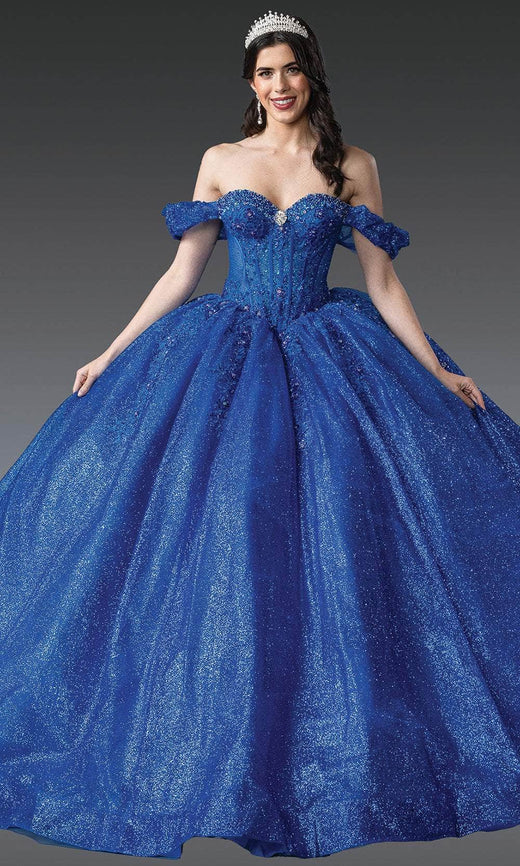 Royal Blue Dancing Queen 1992 - Off-Shoulder Sparkle Quinceanera Gown