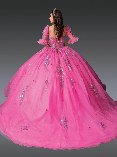 Dancing Queen 1995 - Floral Sequin Sheer Sleeve Ballgown