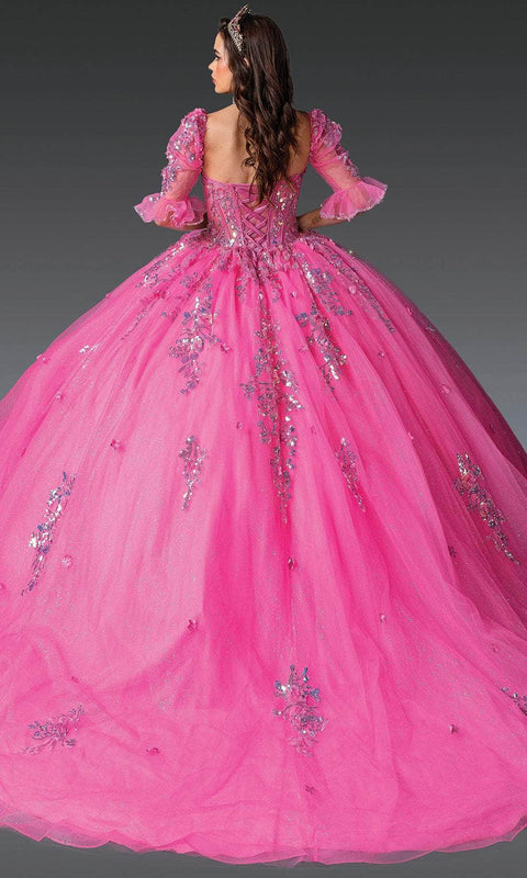 Dancing Queen 1995 - Floral Sequin Sheer Sleeve Ballgown