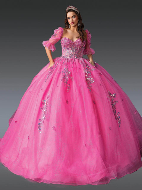 Dancing Queen 1995 - Floral Sequin Sheer Sleeve Ballgown