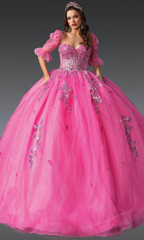 Dancing Queen 1995 - Floral Sequin Sheer Sleeve Ballgown