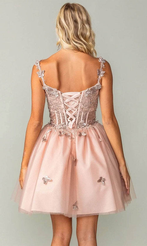 Dancing Queen 3367 Corset Butterfly Party Short Homecoming Dress