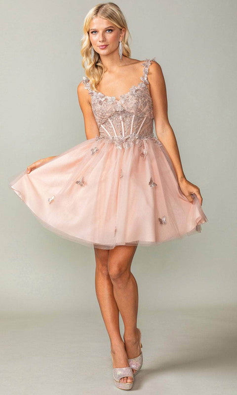 Dancing Queen 3367 Corset Butterfly Party Short Homecoming Dress
