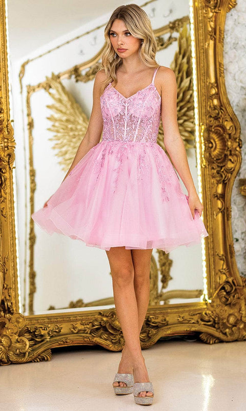 Dancing Queen 3415 - Spaghetti Strap Tulle Short Dress