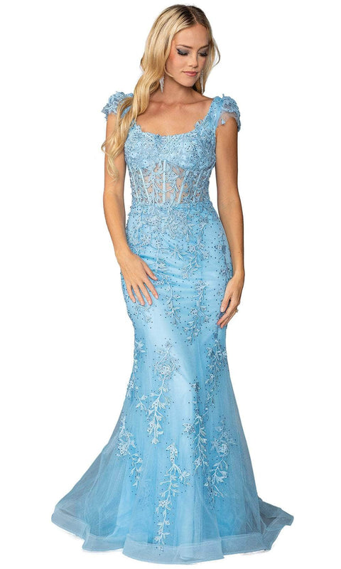 Dancing Queen 4447 - Cap Sleeve Lace Mermaid Gown