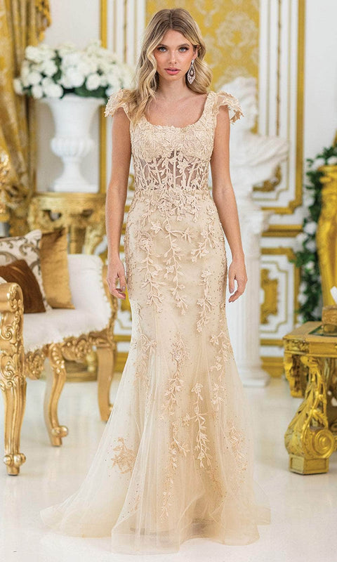 Dancing Queen 4447 - Cap Sleeve Lace Mermaid Gown