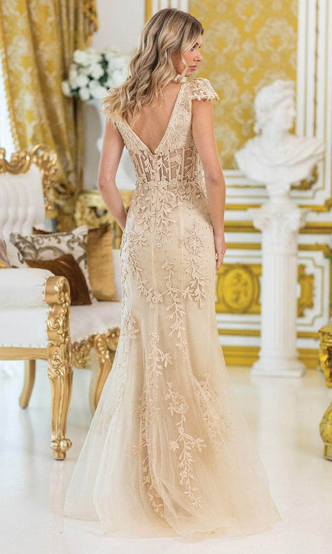 Dancing Queen 4447 - Cap Sleeve Lace Mermaid Gown