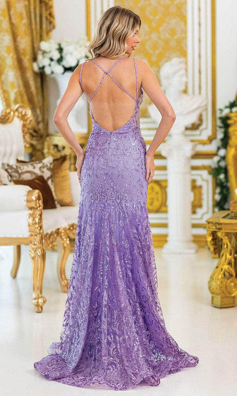 Dancing Queen 4465 - Plunging Neckline Beaded Evening Dress