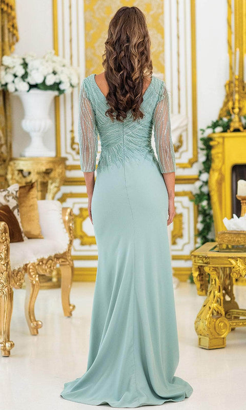 Dancing Queen 4475 - Long V-Neck Dress with Beading