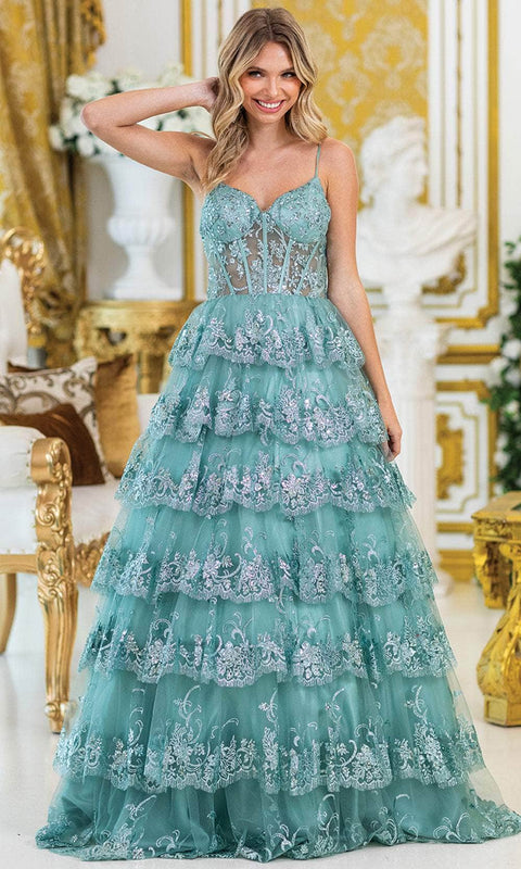 Dancing Queen 4478 - Sweetheart Tiered Ruffle Ballgown