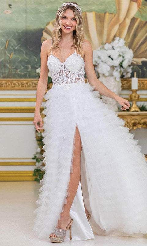 Dancing Queen 4491 - Ruffled Skirt Sweetheart Neckline Gown