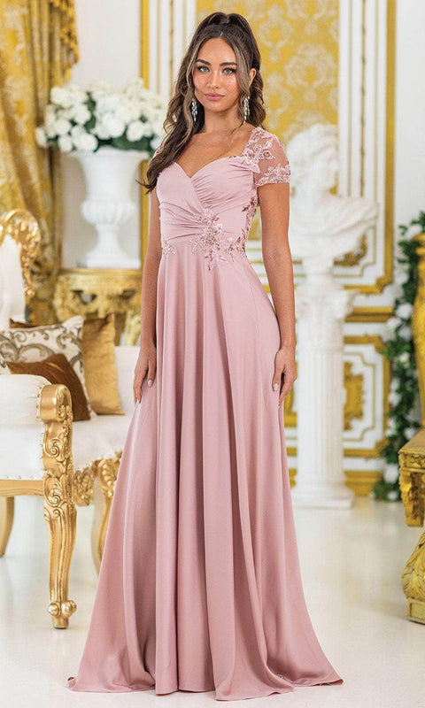 Dancing Queen 4499 - Elegant Short Sleeve Embroidered Gown