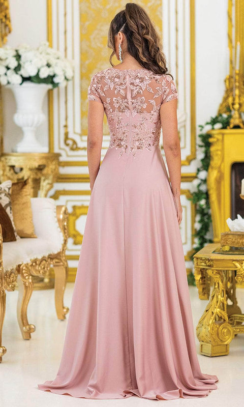 Dancing Queen 4499 - Elegant Short Sleeve Embroidered Gown