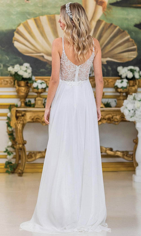 Dancing Queen 4500 - Deep V-Neck Flowy A-Line Gown