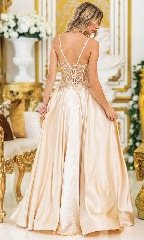 Dancing Queen 4520 - Sweetheart A-line Dress with Leg Slit