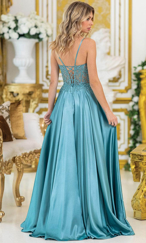Dancing Queen 4520 - Sweetheart A-line Dress with Leg Slit