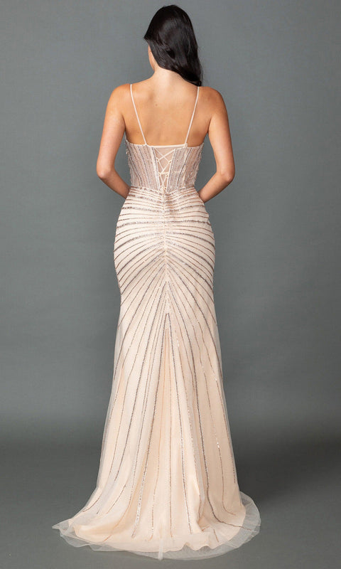 Dancing Queen 4566 Crystal Corset Spaghetti Strap Prom & Evening Gown
