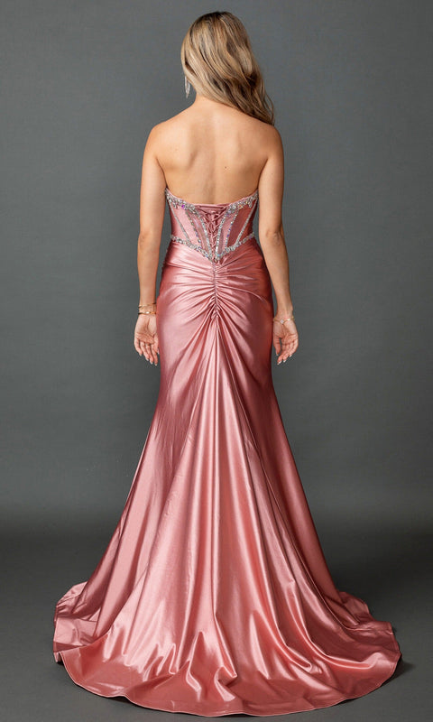 Dancing Queen 4580 Jeweled Strapless with Slit Prom & Evening Gown