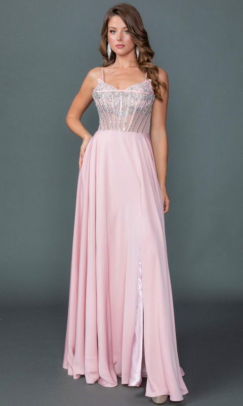 Dancing Queen 4589 Sweetheart Beaded Top A-Line Prom & Evening Gown