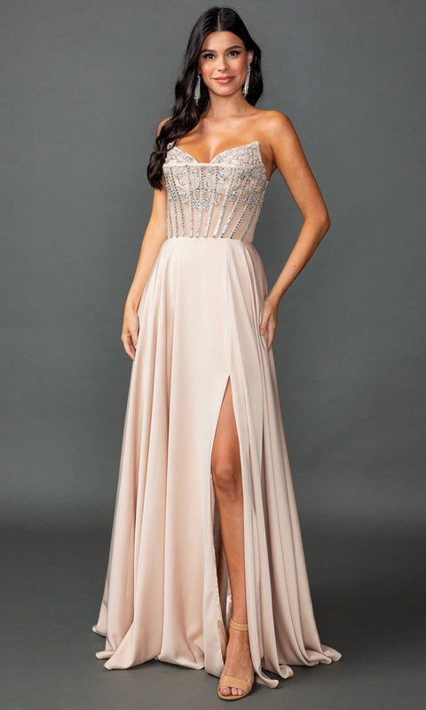Dancing Queen 4589 Sweetheart Beaded Top A-Line Prom & Evening Gown