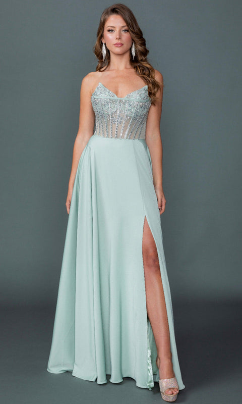 Dancing Queen 4589 Sweetheart Beaded Top A-Line Prom & Evening Gown