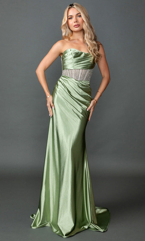 Dancing Queen 4593 Beaded Illusion Corset Sheath Prom & Evening Gown
