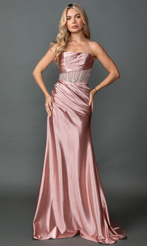 Dancing Queen 4593 Beaded Illusion Corset Sheath Prom & Evening Gown