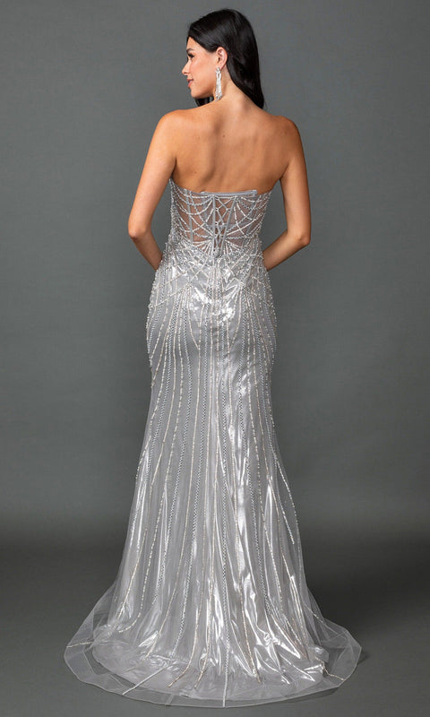 Dancing Queen 4596 Strapless Dazzling Beaded Prom & Evening Gown