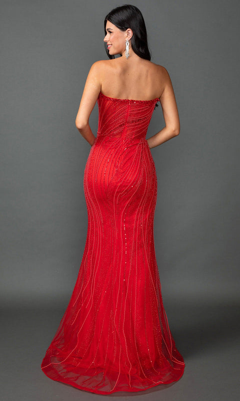 Dancing Queen 4597 Fully Beaded Strapless Prom & Evening Gown
