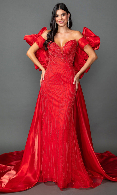 Dancing Queen 4597 Fully Beaded Strapless Prom & Evening Gown