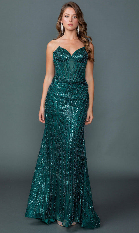 Dancing Queen 4606 Illusion Corset Sequin Embellished Prom & Evening Gown