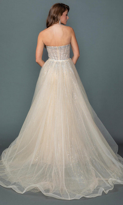 Dancing Queen 4607 Linear Beaded Sweetheart Overskirt Prom & Evening Gown