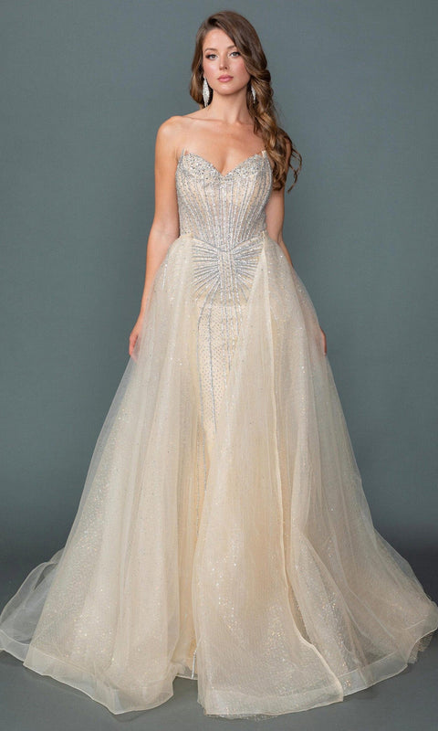 Dancing Queen 4607 Linear Beaded Sweetheart Overskirt Prom & Evening Gown