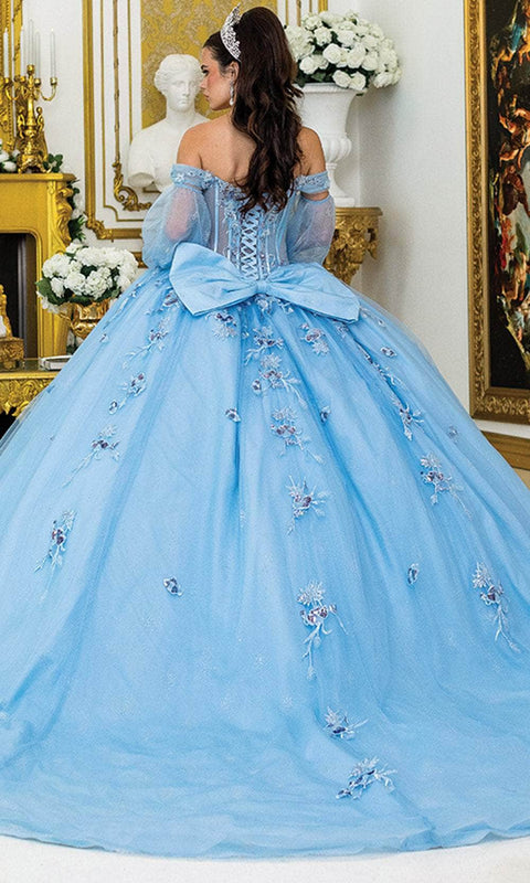 Dancing Queen 5005 - Puff Sleeve Embellished Sweetheart Ballgown
