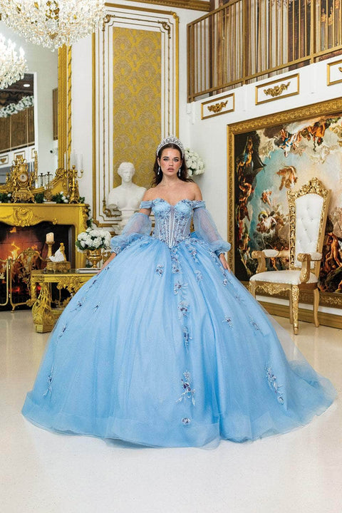 Dancing Queen 5005 - Puff Sleeve Embellished Sweetheart Ballgown