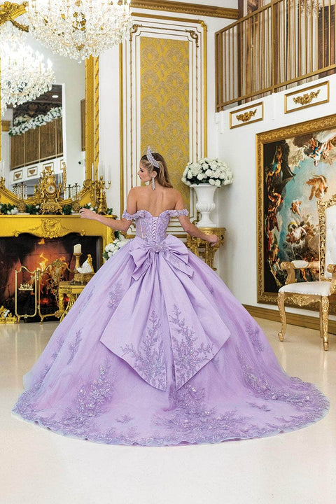 Dancing Queen 5011 - Off-Shoulder Appliqued Gown with Bow