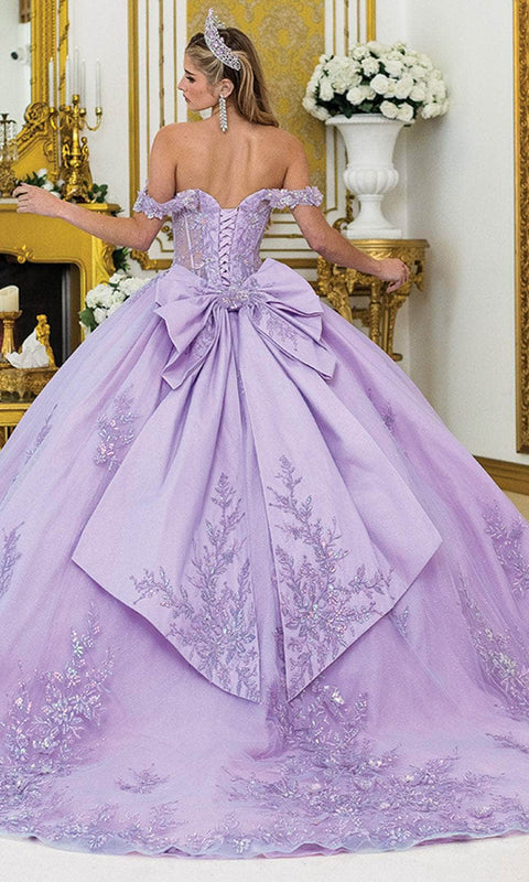 Dancing Queen 5011 - Off-Shoulder Appliqued Gown with Bow