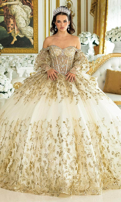 Dancing Queen 5019 - Leaf Embroidered Sweetheart Ballgown