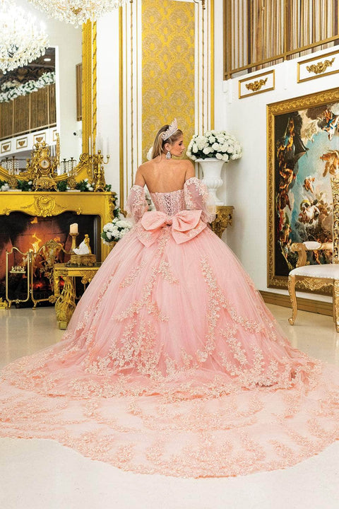 Dancing Queen 5020 - Embroidered Lace-Up Ballgown with Bow