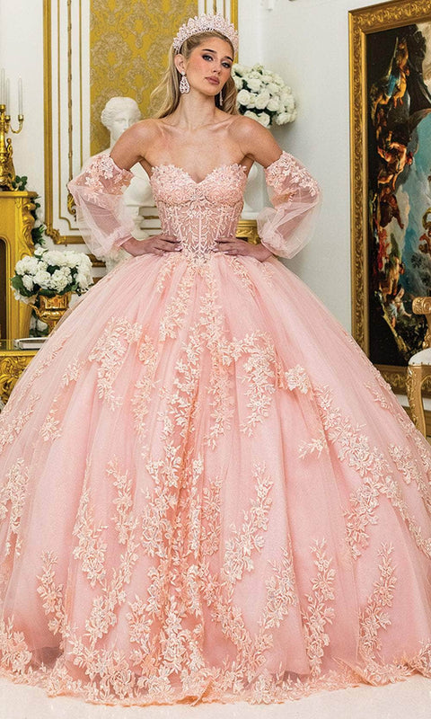 Dancing Queen 5020 - Embroidered Lace-Up Ballgown with Bow