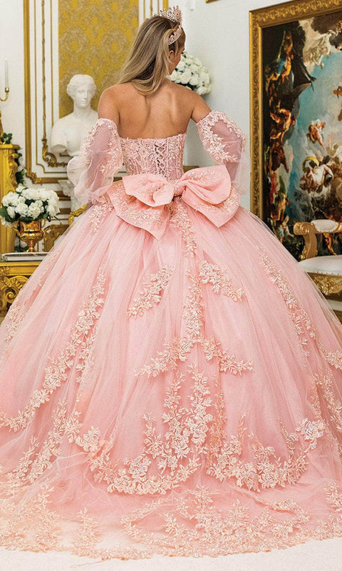 Dancing Queen 5020 - Embroidered Lace-Up Ballgown with Bow