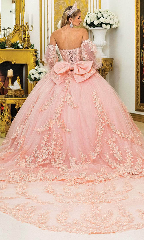 Dancing Queen 5020 - Embroidered Lace-Up Ballgown with Bow