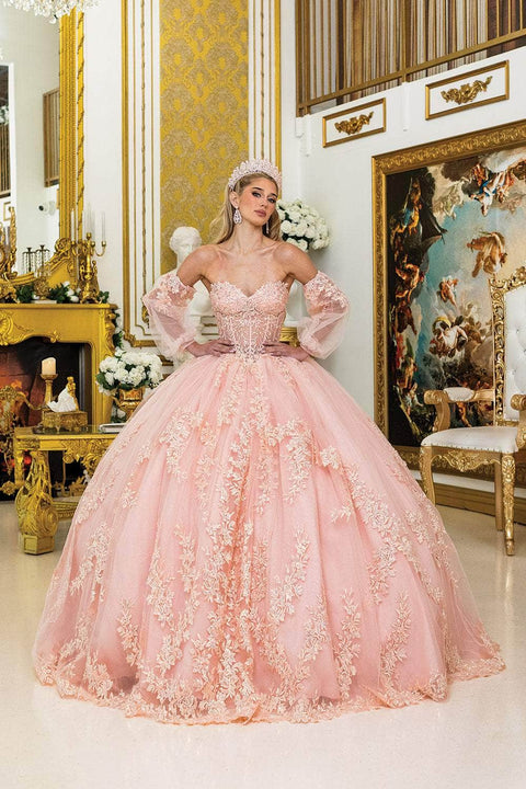 Dancing Queen 5020 - Embroidered Lace-Up Ballgown with Bow