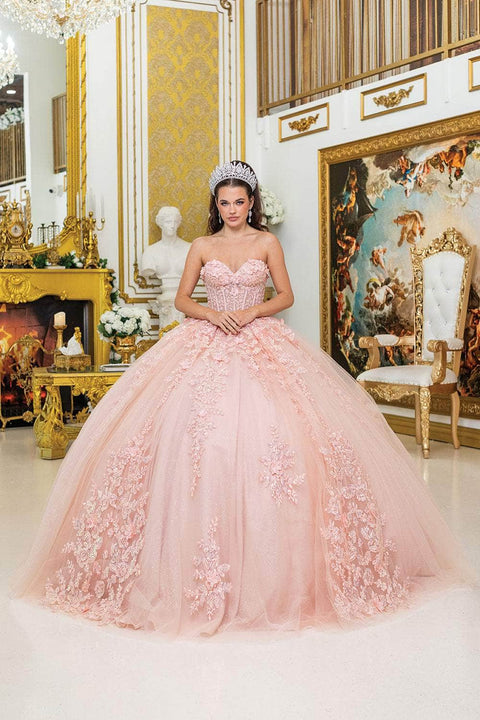 Dancing Queen 5027 - Glitter Tulle Lace-Up Back Ballgown