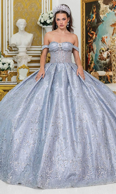 Dancing Queen 5043 - Beaded Off Shoulder Pleated Ballgown
