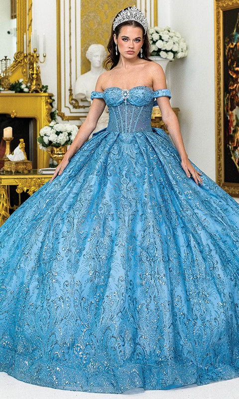 Dancing Queen 5043 - Beaded Off Shoulder Pleated Ballgown