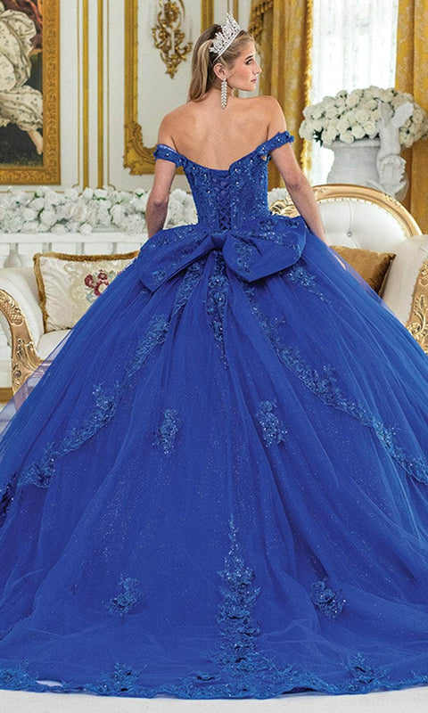 Dancing Queen 5054 - Off-Shoulder Lace Applique Capelet Gown