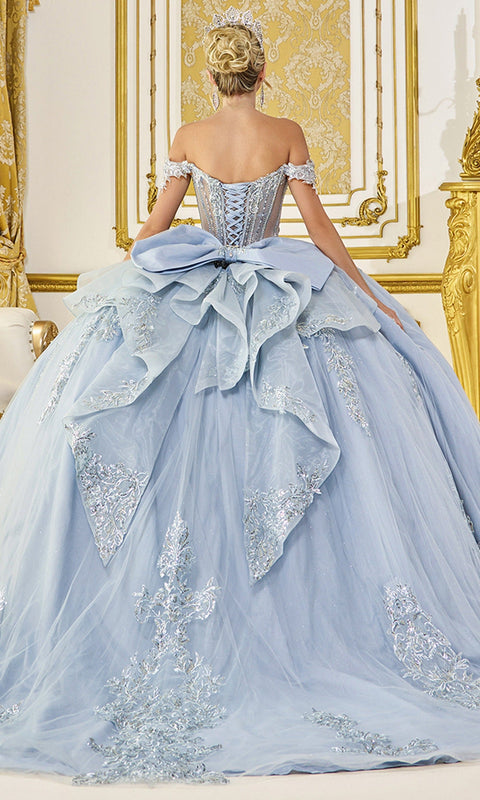 Dancing Queen 5148 Layered Back Bow Sweetheart Quinceañera Ball Gown
