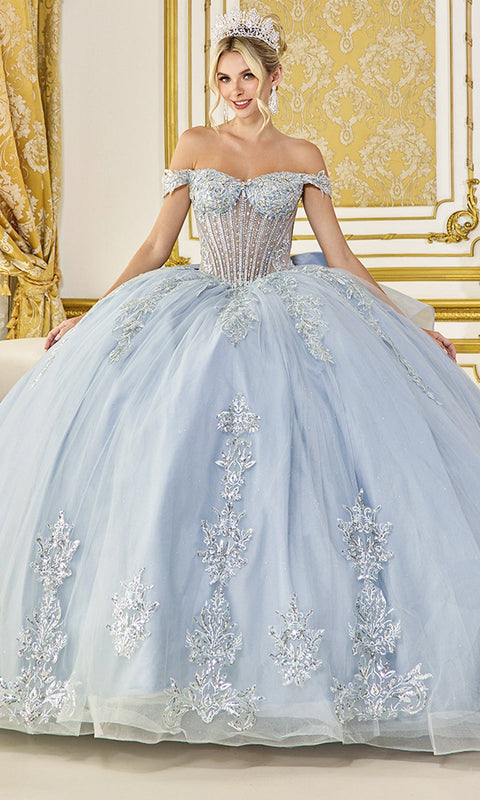 Dancing Queen 5148 Layered Back Bow Sweetheart Quinceañera Ball Gown